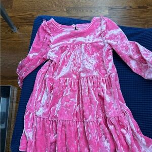 Iridescent Pink Velvet Kids Dress Size 2T